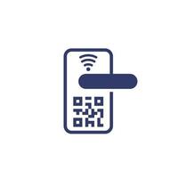 cerradura de puerta inteligente con icono de código qr vector