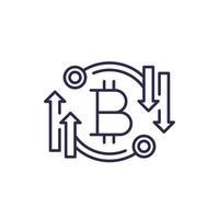 icono de línea de comercio de bitcoin, vector