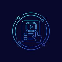 icono de línea de contenido de video para web vector