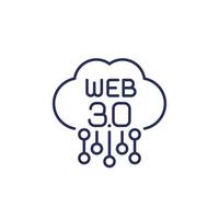 icono de línea web 3.0 con nube, vector