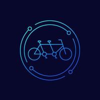 bicicleta tándem, icono de vector de línea de bicicleta