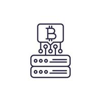 bitcoin miner line icon, vector