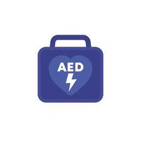 AED icon, automated external defibrillator, portable life-saving device vector