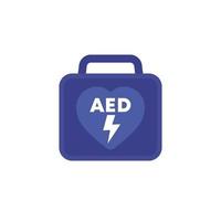 AED icon, automated external defibrillator, portable life-saving device vector