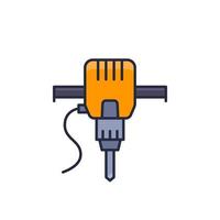 jackhammer icon with outline, power tool vector