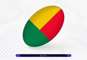 Rugby ball with the flag of Benin on it. Equipment for rugby team of Benin. vector