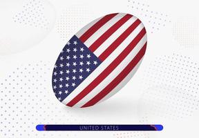 Rugby ball with the flag of USA on it. Equipment for rugby team of USA. vector
