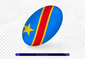 Rugby ball with the flag of DR Congo on it. Equipment for rugby team of DR Congo. vector