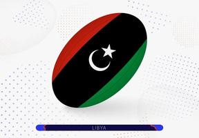 Rugby ball with the flag of Libya on it. Equipment for rugby team of Libya. vector