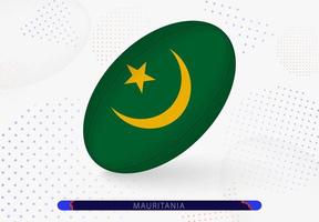 Rugby ball with the flag of Mauritania on it. Equipment for rugby team of Mauritania. vector