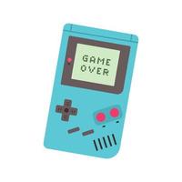 Portable retro game console. 90s Handheld video game console isolated. Vector illustration