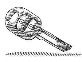 dibujo vectorial hecho a mano de una llave de coche inalámbrica moderna con dos botones para abrir y cerrar las puertas del coche. boceto en blanco y negro sobre un fondo transparente.eps vector