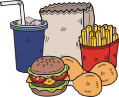 Hand Drawn Fast Food Set illustration in doodle style png