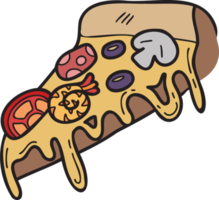 ilustración de pizza cortada dibujada a mano en estilo garabato png