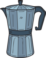 Hand Drawn Coffeemaker Moka pot illustration in doodle style png