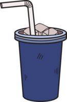 illustration de tasses et de pailles en papier pour boissons gazeuses dessinées à la main dans un style doodle png