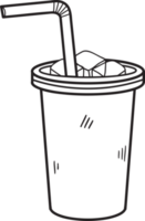 Hand Drawn Soft drink paper cups and straws illustration in doodle style png