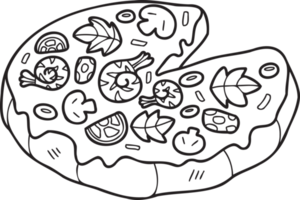 illustration de pizza coupée à la main dans un style doodle png