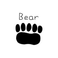 Bear paw footprint with handwritten text. Vector hand drawn illustration