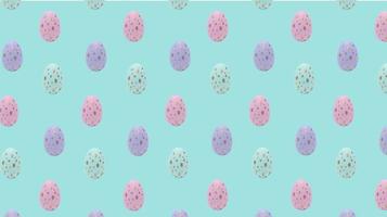 Happy Easter. Beautiful colorful eggs with different pattern on blue background. photo