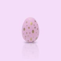 Happy Easter. Beautiful pink egg with different pattern on pink background. photo