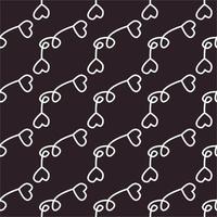 white 2 hearts shape rope seamless fabric pattern black background vector