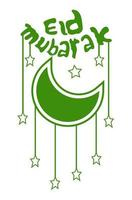 vector eid mubarak with moon and stars as ornament