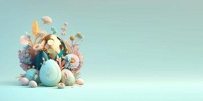 3D Easter Eggs and Flowers with a Fantasy Theme photo