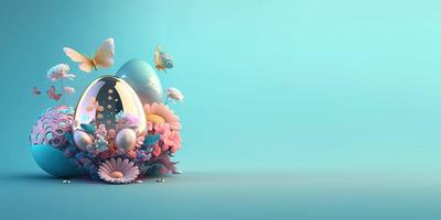 3D Render of Easter Eggs and Flowers with a Fairy Tale Theme photo