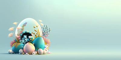 3D Render of Easter Eggs and Flowers with a Fantasy Theme photo