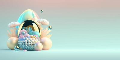 3D Easter Eggs and Flowers with a Fairy Tale Theme for Background and Banner photo