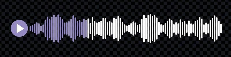 Sound wave or voice message icon. Music waveform, track radio play. Audio equalizer line. Vector illustration