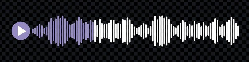 Sound wave or voice message icon. Music waveform, track radio play. Audio equalizer line. Vector illustration