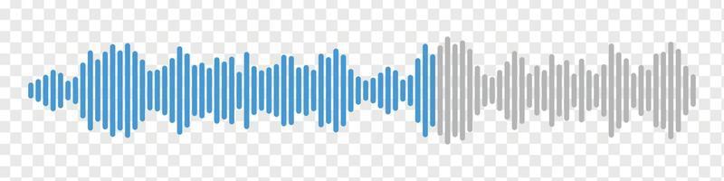 Sound wave or voice message icon. Music waveform, track radio play. Audio equalizer line. Vector illustration