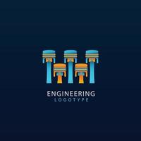 plantilla de logotipo de ingeniería mecánica degradada vector