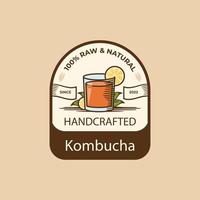 hand drawn kombucha logo design vector