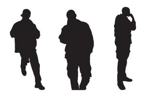 Black Man Silhouette Set Vector Illustration