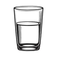 Glass with Water Black Outline Silhouette in Hand Drawing Sketch Style Vector