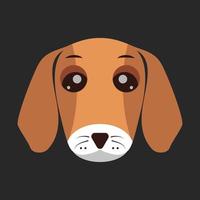 Cute Dog Face Flat Vector Illustration, Flat Illustration of cute dog, pet, puppy head and face with emotion.