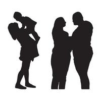 Family Silhouette Vector, Peoples with Family and Child black silhouette  vector