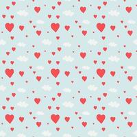 Seamless pattern with hearts and clouds. Vector illustration