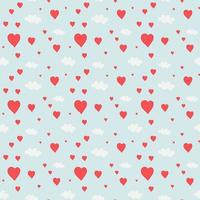 Seamless pattern with hearts and clouds. Vector illustration