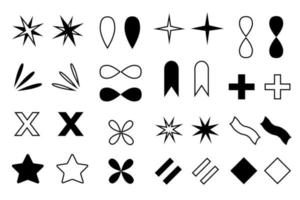 Geometric and abstract elements. Line icons set. Infinity, plus, stars symbol. Vector illustration of simple shapes.