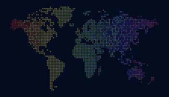 World map with colorful bright dotted vector