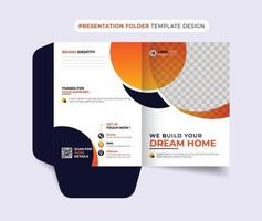 carpeta de negocios para presentación de archivos diseño de color azul para folleto moderno, folleto de empresa creativa vector