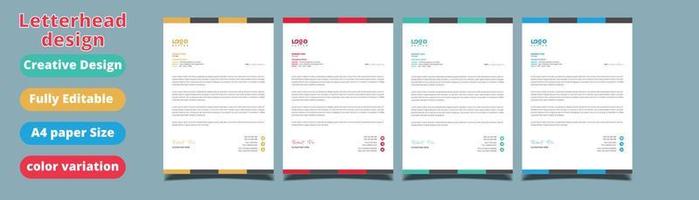 corporate modern letterhead design template with yellow, blue, green and red color. creative modern letter head design template for your project. letterhead, letter head, Business letterhead design. vector