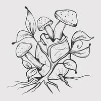 Easter Egg and Mushroom Hand Drawn Vector Illustration