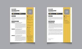 Clean and Professional Resume CV Template Design Layout  yellow Sidebar vector