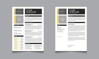 Clean and Professional Resume Template Design  Vector Minimalist Cv Layout