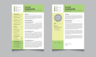 Clean Modern Resume Layout with Cover Letter Vector Design Cv Template for Business Job Applications